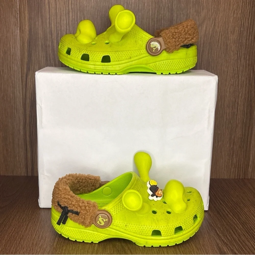 Crocs Shrek Classic Clogs Kids Size 12C Green Ogre Slippers Rare